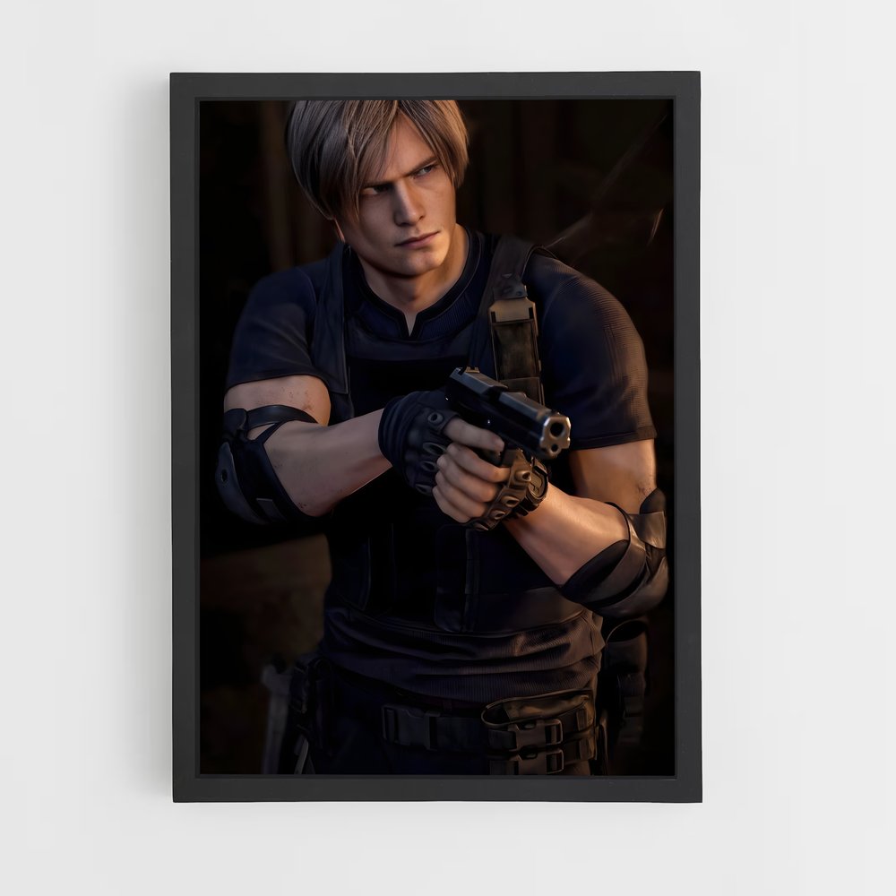 Poster Leon au Coeur de la Survivance – affiche Resident Evil (vue 2)